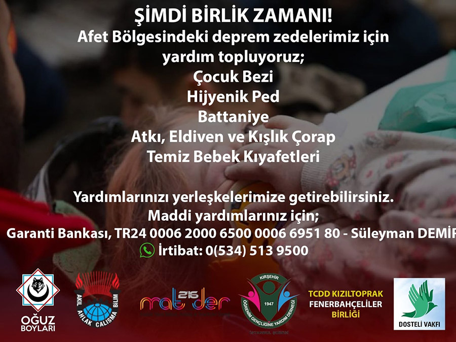 Kahramanmaraş Depremi afetzedeleri için yardım topluyoruz (6 Şubat 2023)