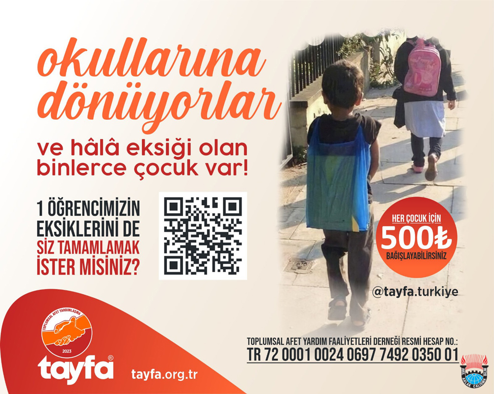 Okula dönen afetzede çocuklarımıza okul yardımı