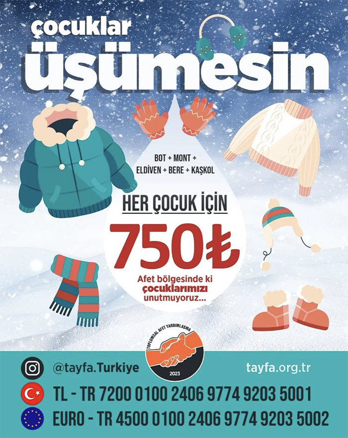 Afet bölgesindeki çocuklarımızı unutmadık